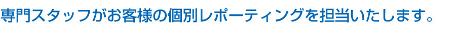 専門スタッフがお客様の個別レポーティングを担当いたします。